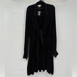 Oli & Hali Black Washed Tie Front Oversized Lagenlook Tunic Cardigan Large NWOT